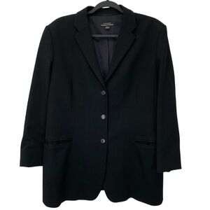 Strenesse Gabriele Strehle Blazer Womens 14 Black Wool Blend Made in Germany